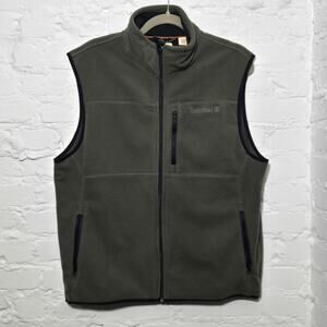 Timberland Men’s Fleece Vest Size M Olive Green Full Zip